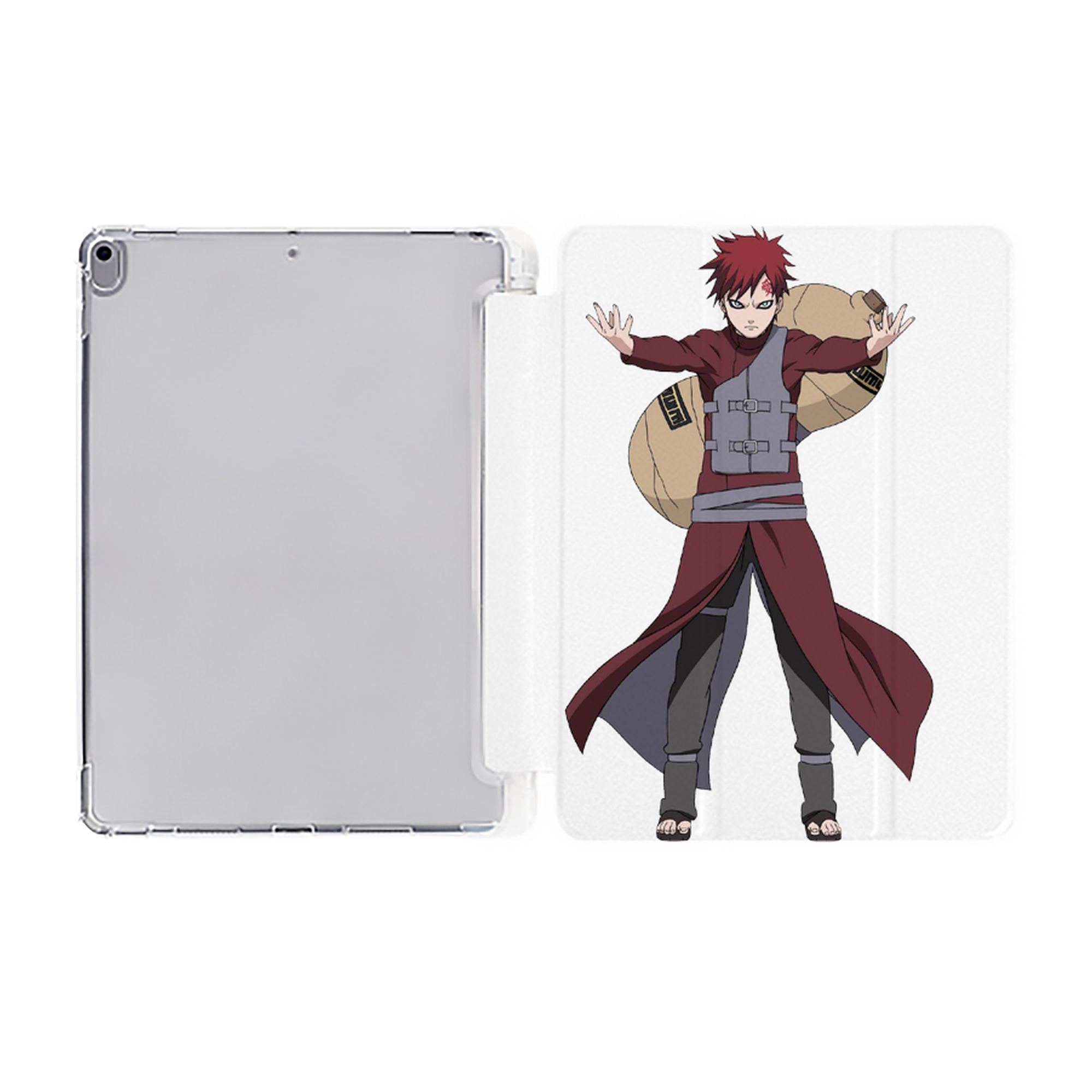 （画像用） NARUTO -ナルト- ガアラ Gaara IPad ケース ペン収納付き 三つ折りスタンド PUレザー×シリコン 対応機種9.5/10.5/10.9インチ
